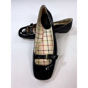 COACH Ellyce Navy Patent Leather Square Toe Mary Jane Ballet Flats Size 7.5B